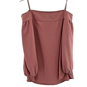 Tibi Twill‎ Off the Shoulder Top Blouse Shirt Womens 6 Pink 3/4 Sleeves **READ**
